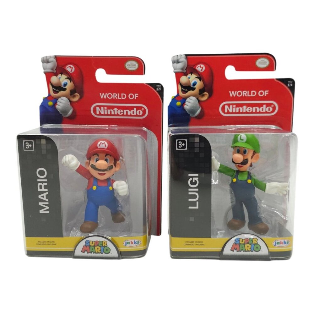 World Of Nintendo Super Mario Luigi 2.5" Action Figures 2016 Jakks Pacific NEW